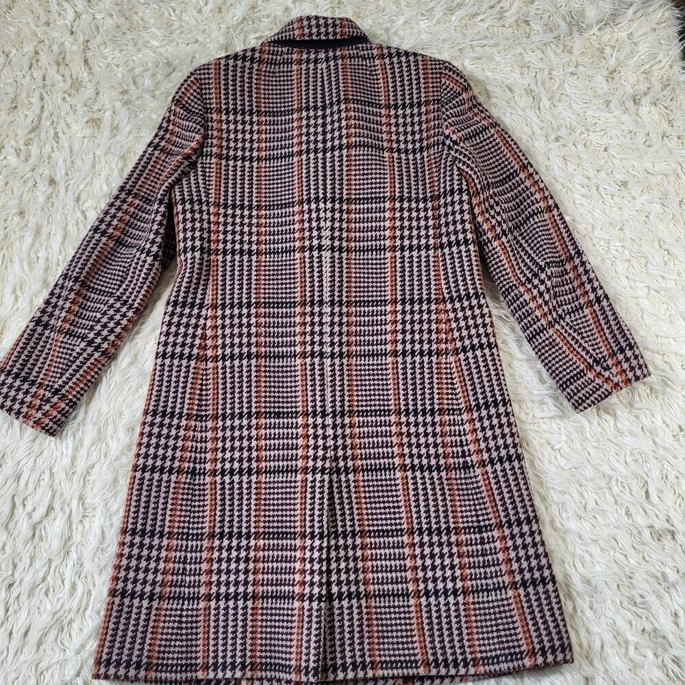 J Crew Single Breasted Topcoat Cabernet Plaid Coat - Size 6 - Picture 14 of 16